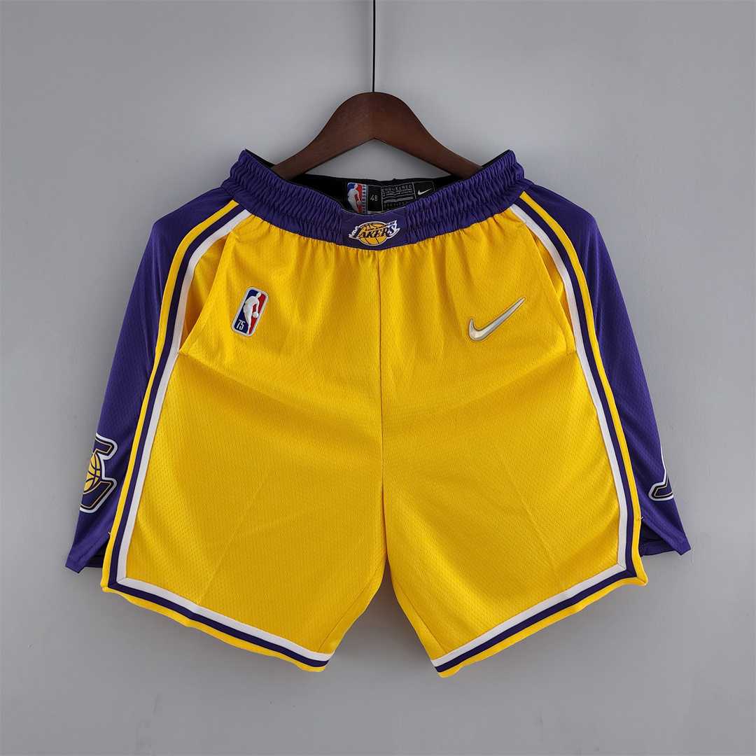 75th anniversary Los Angeles Lakers Yellow NBA shorts