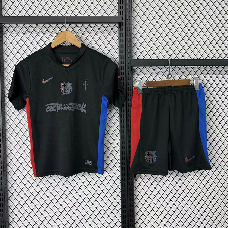 24-25 BARCELONA Black Travis Scott Edition Kids Kit tm