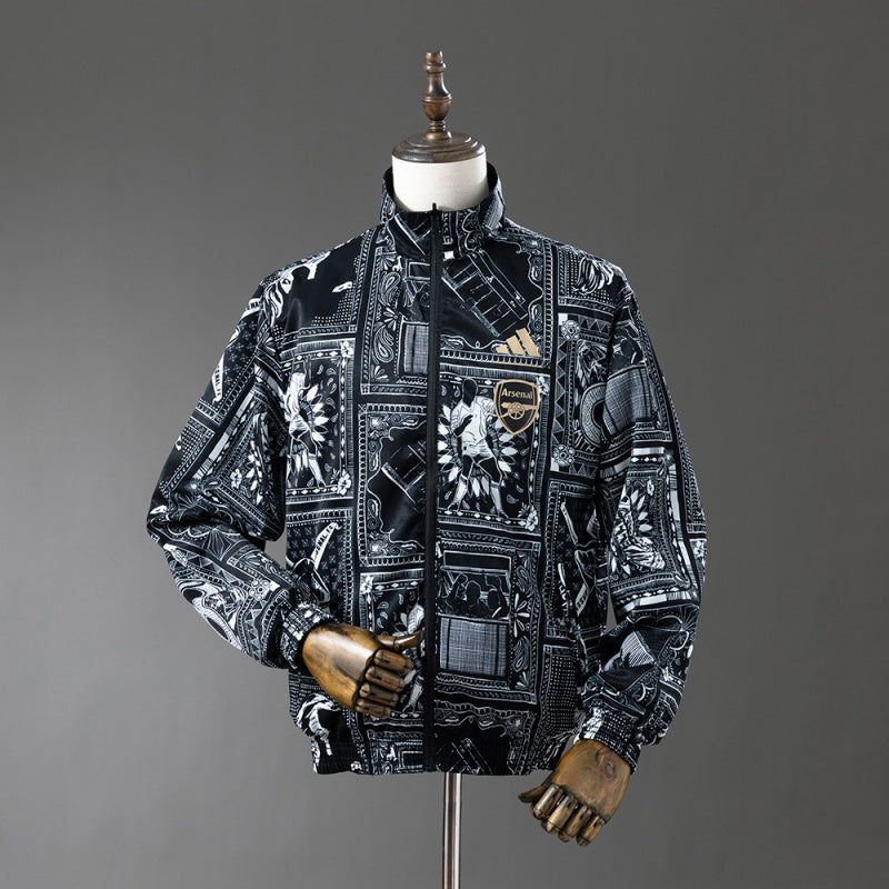 Arsenal Black & White Print Windbreaker