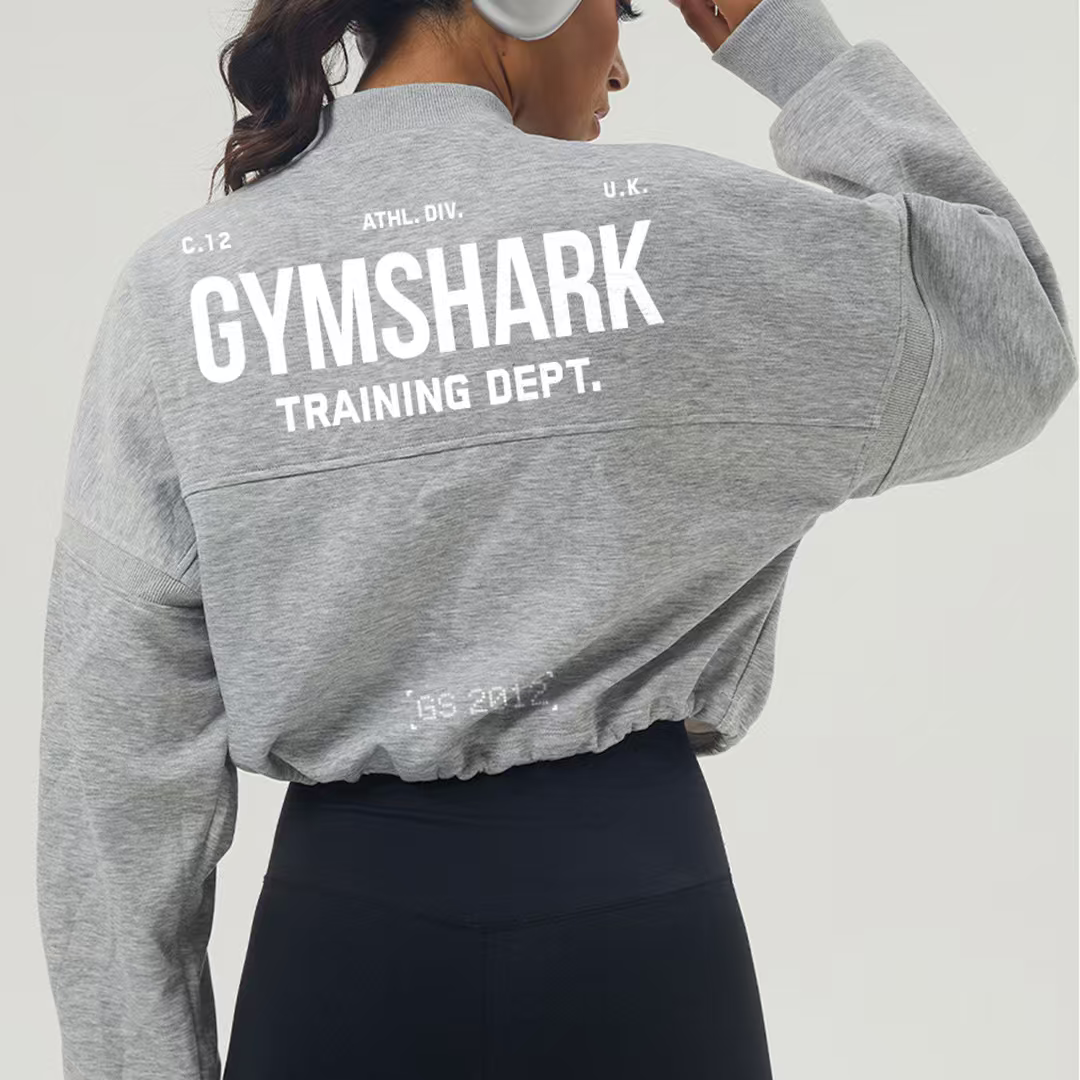 GYMSHARK WOMENS CROPPED HALF-ZIP ATHLETIC SWEATSHIRT LIGT GREY