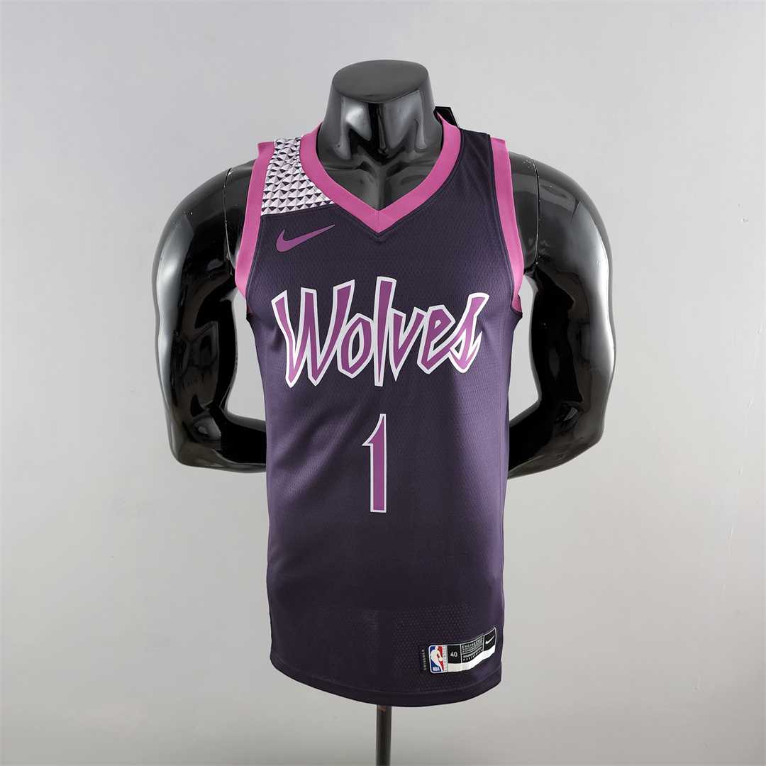 Minnesota Timberwolves EOWAROS#1 Black and Purple NBA Jersey