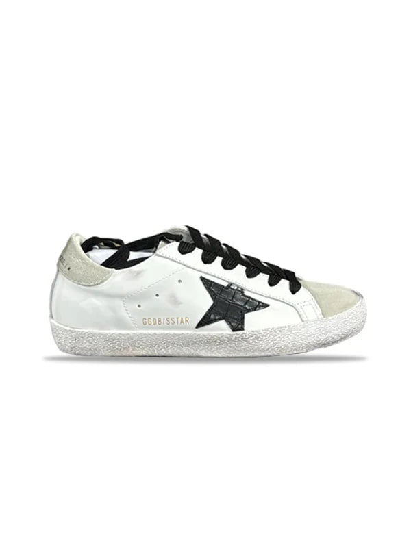 Golden goose white grey leather