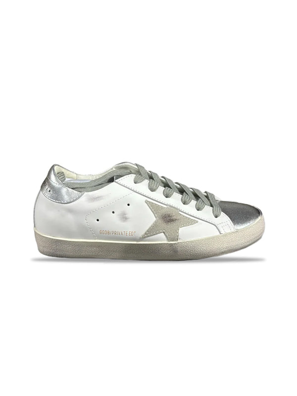Golden goose white metallic silver