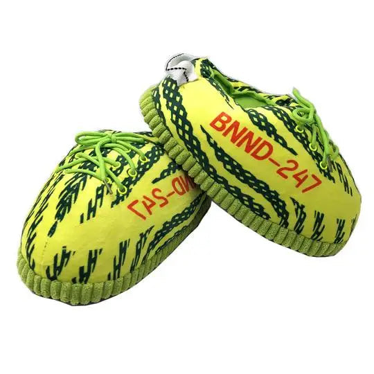 Green Yeezy slippers
