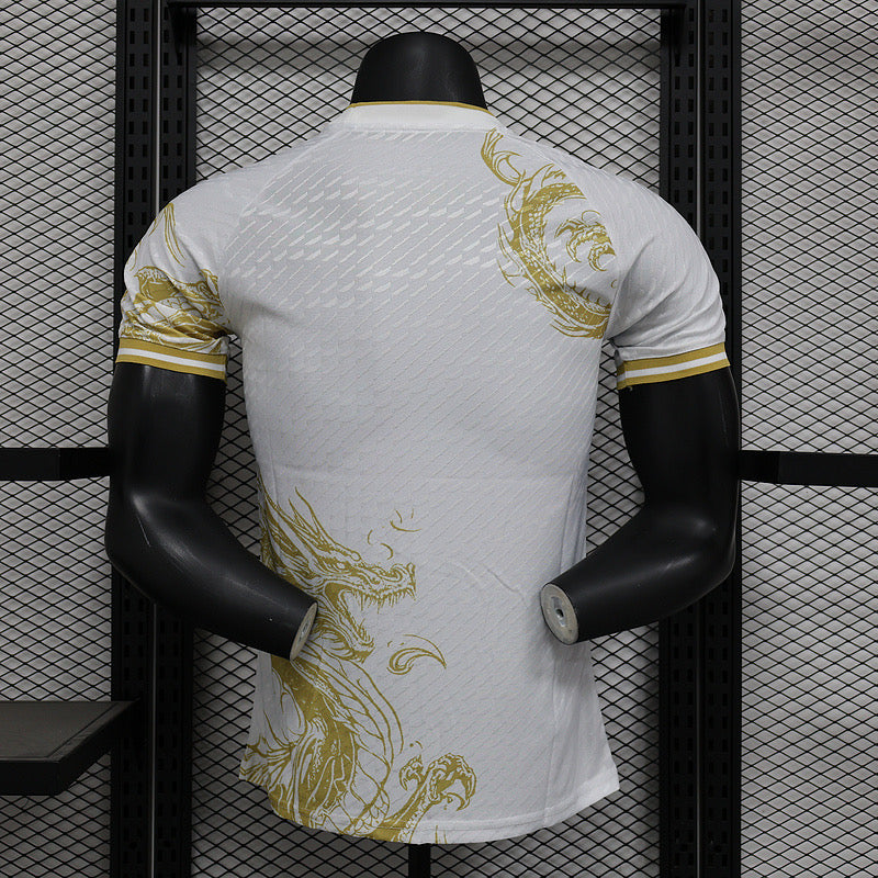REAL MADRID WHITE AND GOLD DRAGON PLAYER VERSION JERSEY 2024/2025 tm