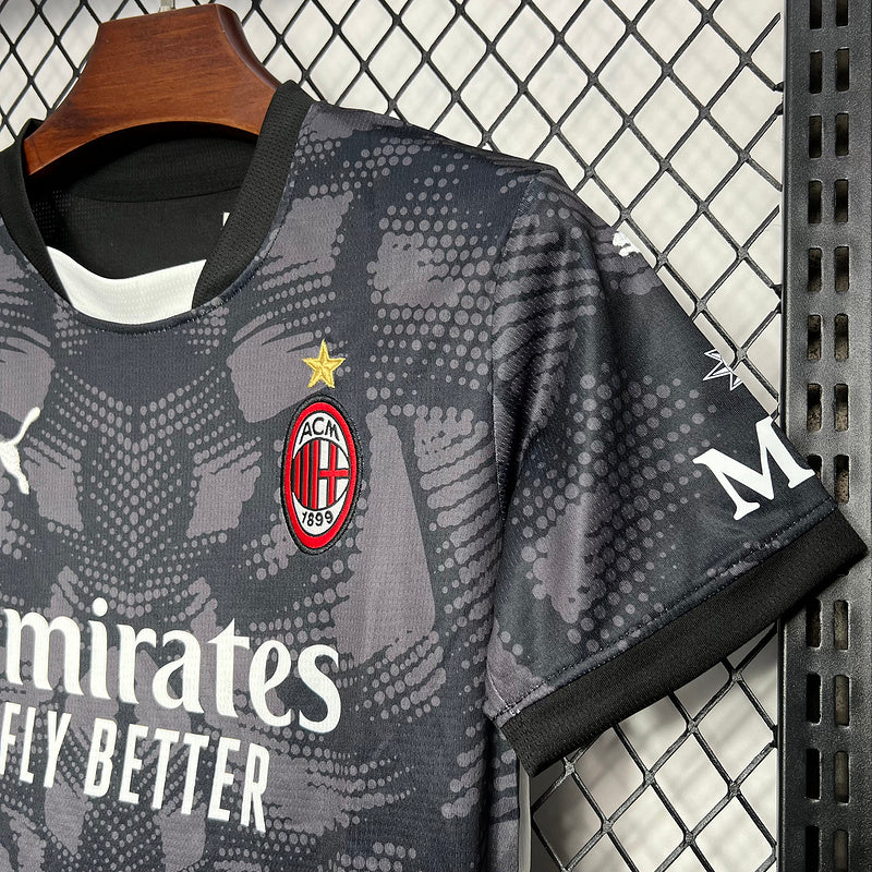 24-25 AC Milan black goalkeeper kid kit