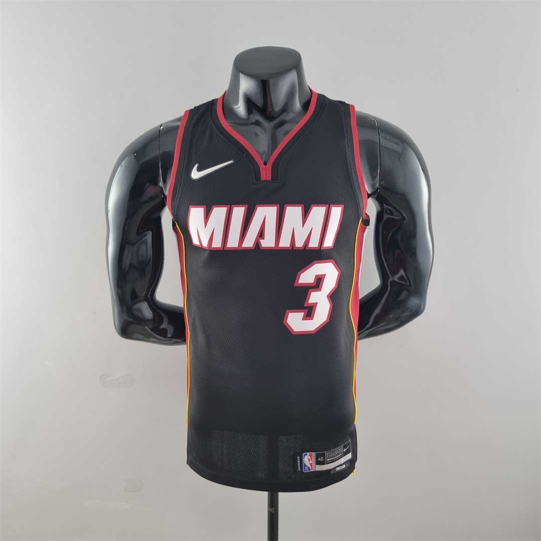 75th Anniversary Miami Heat WADE #3 black NBA Jersey