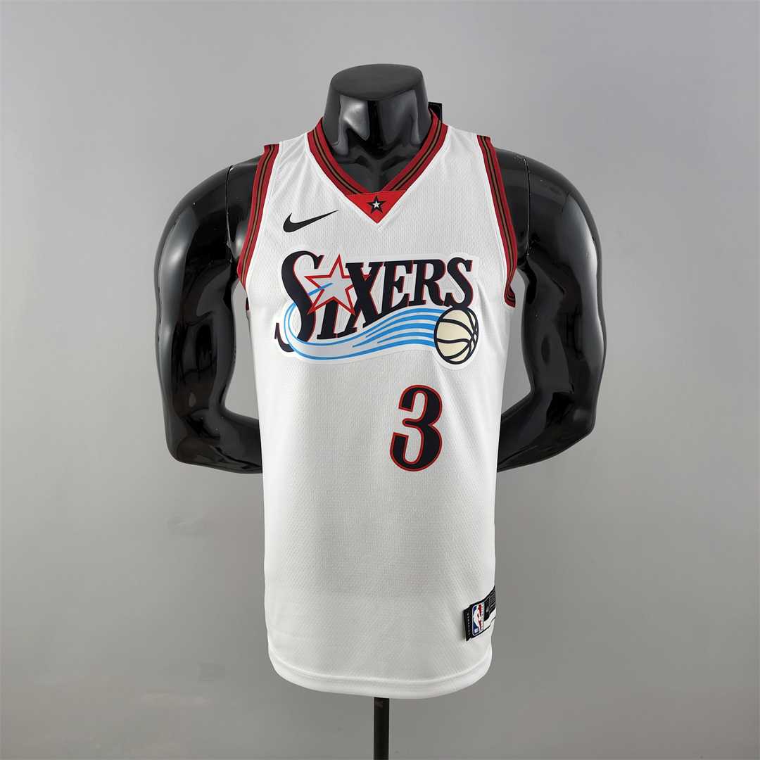 Retro Philadelphia 76ers Iverson #3 big meteor white NBA jersey tm