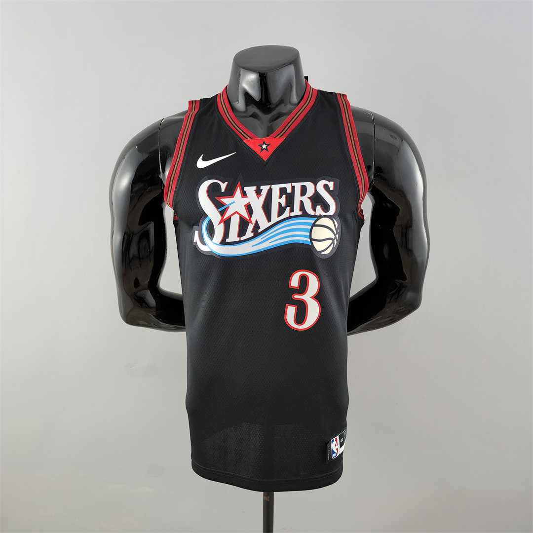 Retro Philadelphia 76ers Iverson #3 big meteor black NBA Jersey tm
