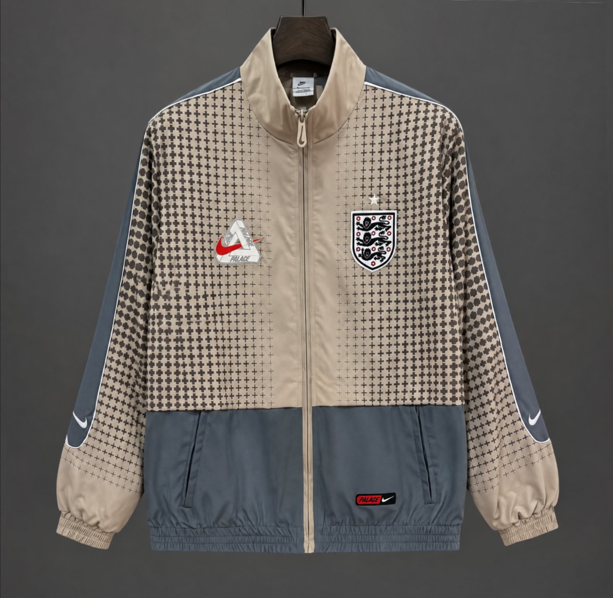 2026 England x Palace Training Khaki Grey Track Windbreaker