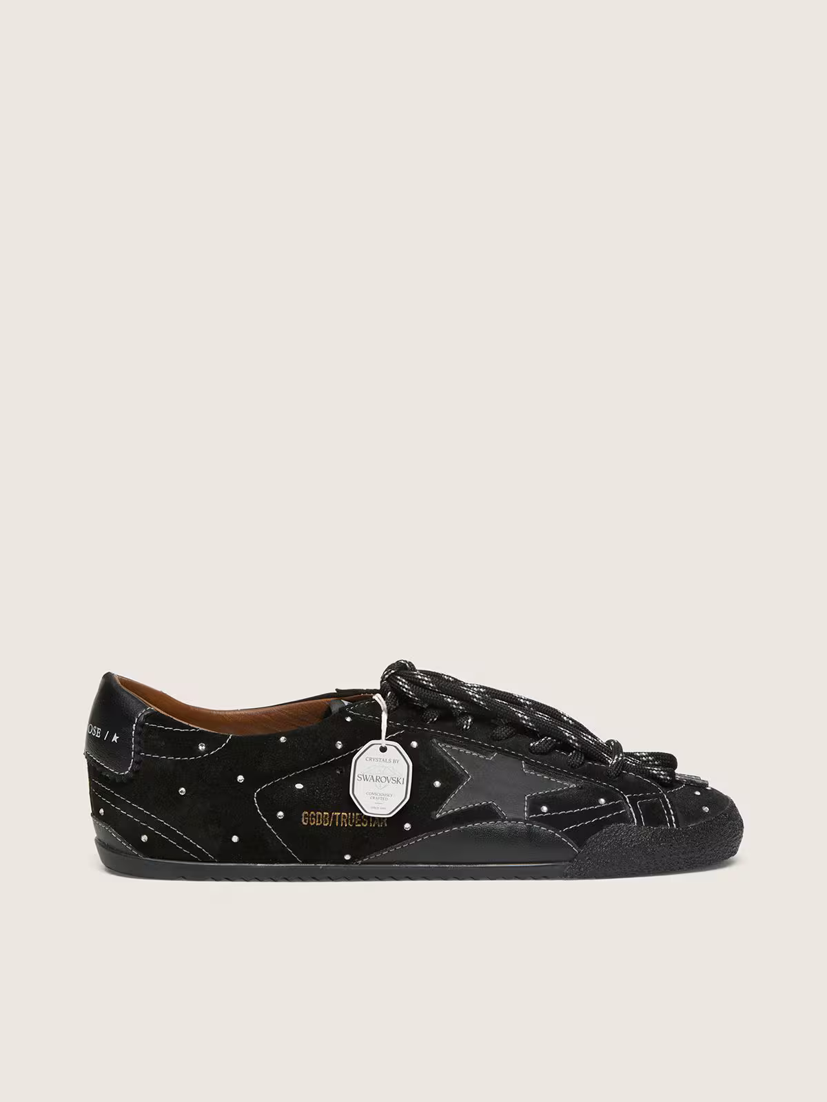 Women's Swarovski crystals and black leather star