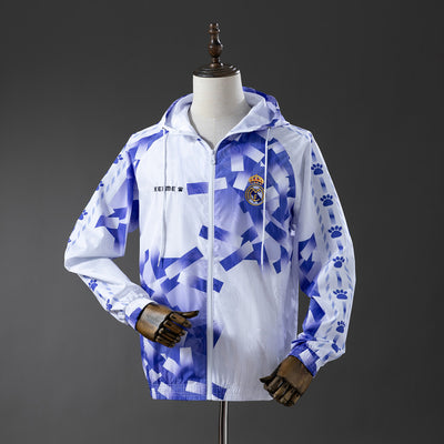 Real Madrid Kelme Retro White & Blue Windbreaker