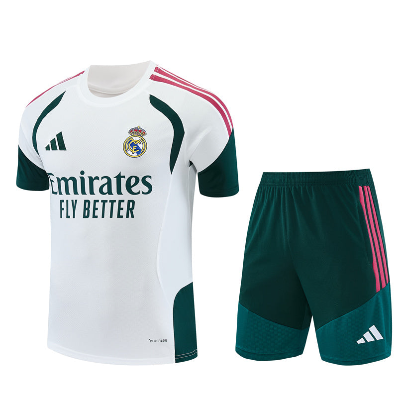 26-27 Season Real Madrid White-Green Color Football Training Suit