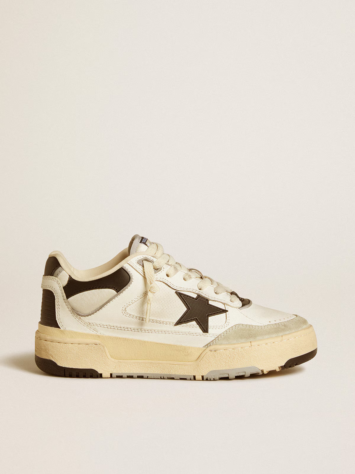 Women’s Forty2 black star and black leather heel tab