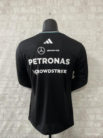 2026 F1 Mercedes-AMG Petronas F1 Team Black with Teal Trim Long Sleeve Shirt