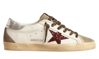 Golden Goose Super-Star with burgundy glitter star and silver heel tab