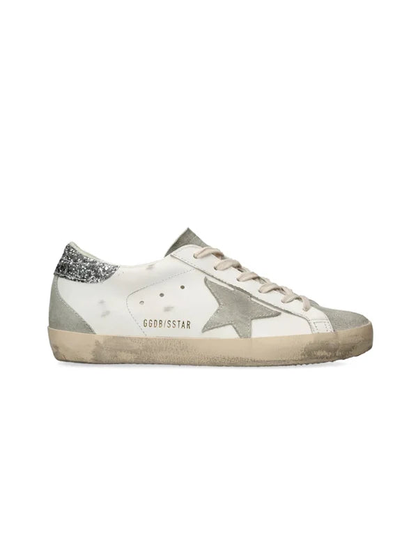 golden goose white grey glitter