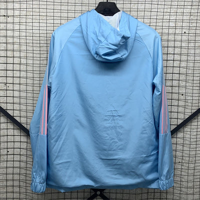 Italy Light Blue Hooded Windbreaker