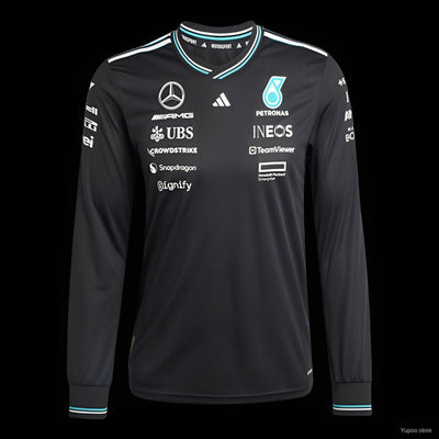 2026 F1 Mercedes-AMG Petronas F1 Team Black with Teal Trim Long Sleeve Shirt