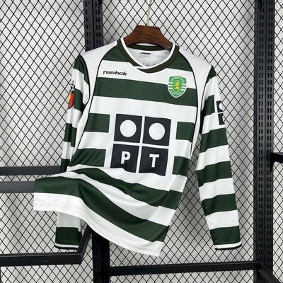 02-03 Sporting Lisbon home long sleeve retro Jersey