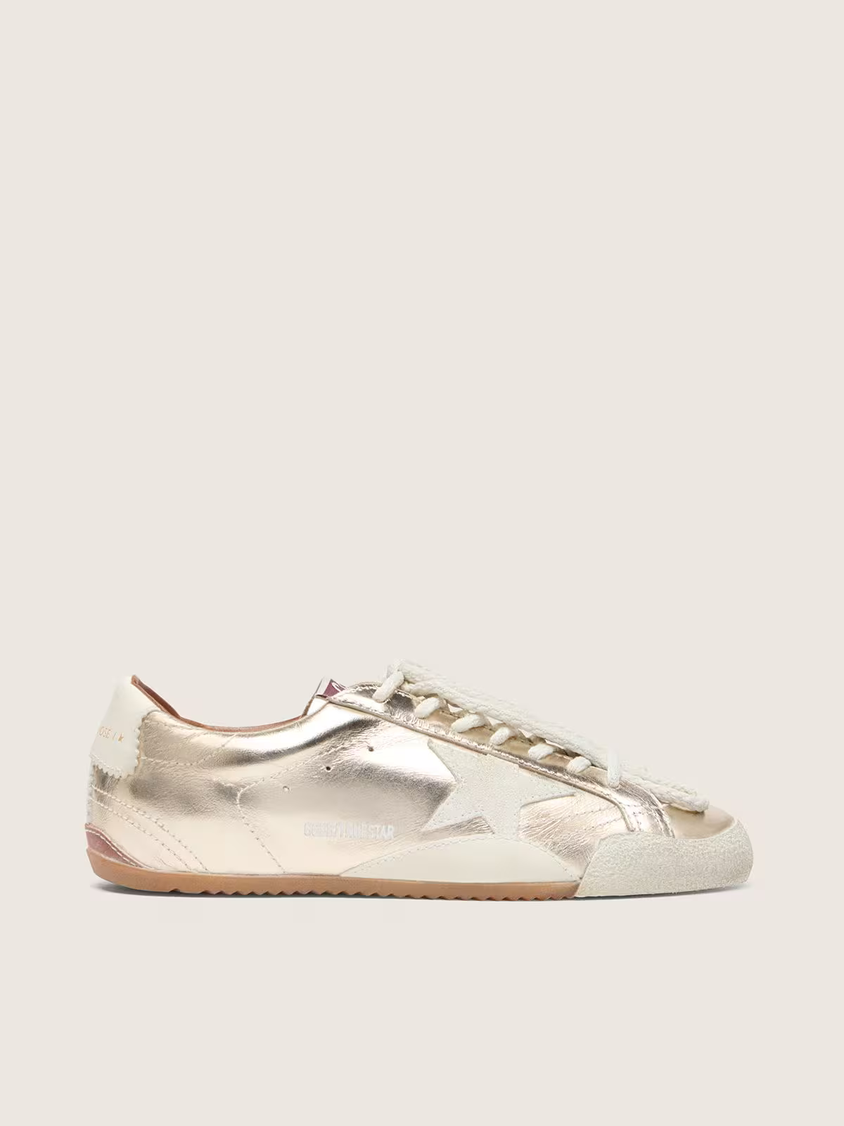 True-Star donna in pelle laminata platino con stella in suede grigio chiaro