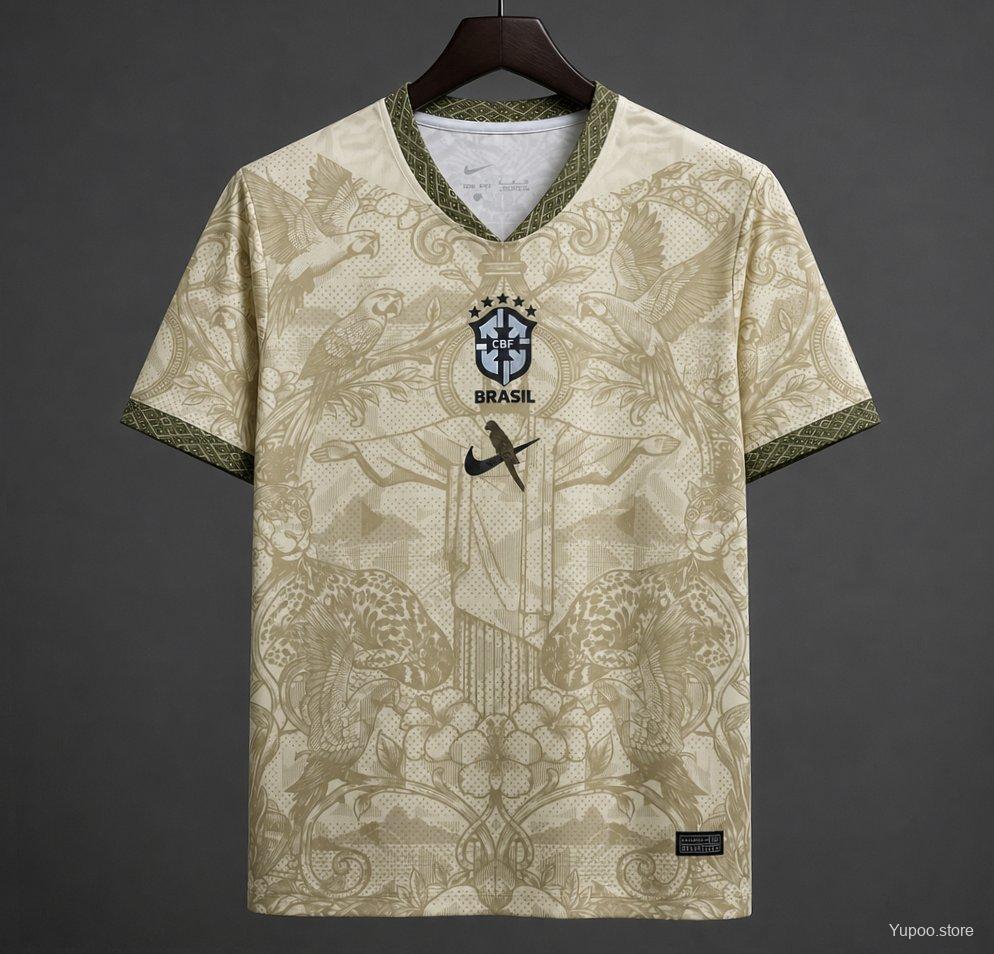 Brazil 2026 World Cup Jesus Gold Cream Jersey
