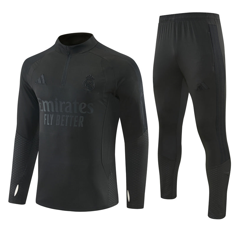 26-27 Season Real Madrid Full-Black Color Football Sweater Set