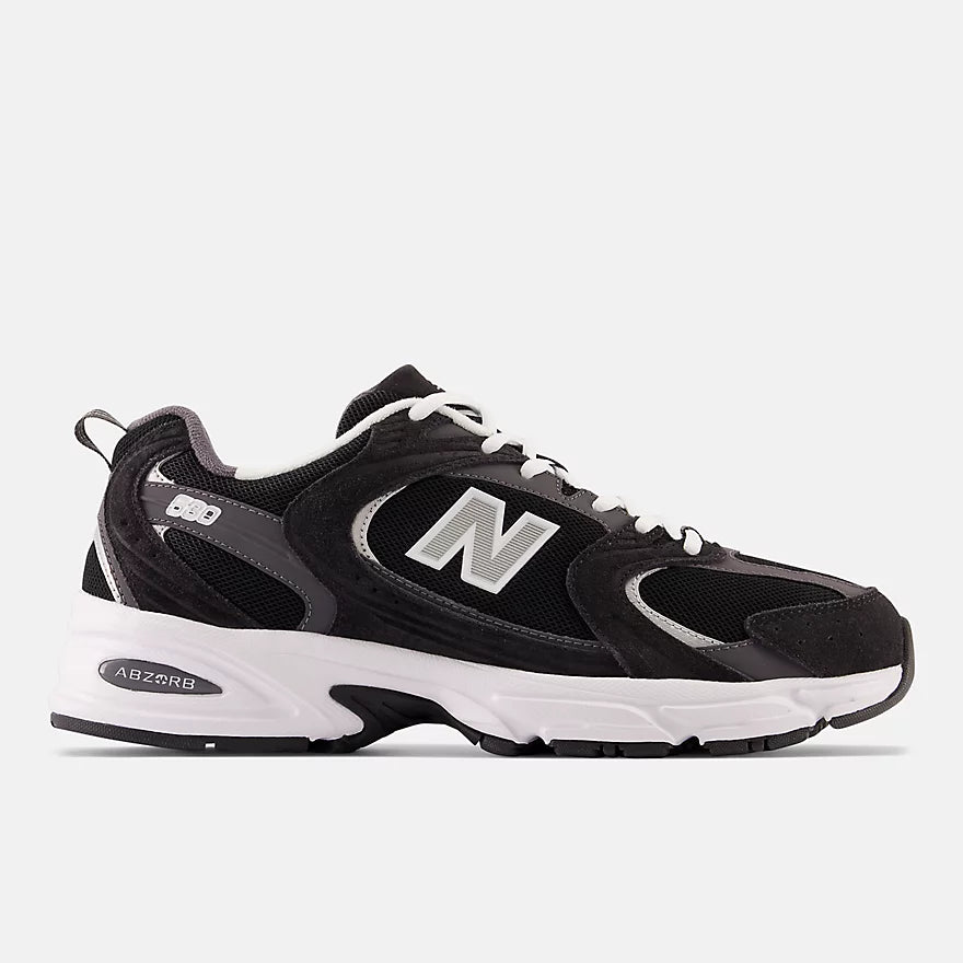 NEW BALANCE 530 BLACK with MAGNET and Silver Metallic